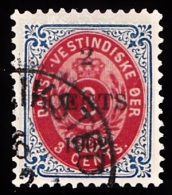 1902. Surcharge. Local, Black Surcharge. 2 CENTS 1902 On 3 C. Blue/red. Inverted Frame.... (Michel: 23 AII) - JF103502 - Danish West Indies