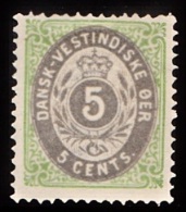 1876-1879. Bi-coloured. 5 C. Green/gray. Normal Frame. Perf. 14x13½. (Michel: 10 I) - JF103516 - Dänisch-Westindien
