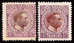 1915-1916. Chr. X. 15 Bit Brown/lilac In Two Shades. (Michel: 51) - JF103480 - Deens West-Indië