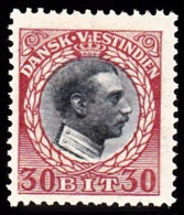 1915-1916. Chr. X. 30 Bit Grey/brown-red. 2. Print With Variety. Broken Frame SW. (Michel: 54) - JF103743 - Dänisch-Westindien