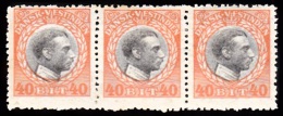 1915-1916. Chr. X. 40 Bit Grey/red In Strip Of 3. Two Stamps Never Hinged. (Michel: 55) - JF103744 - Dänisch-Westindien