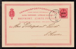1902. Surcharge On Bi-coloured Type. 1 CENT 1901 On 3 CENTS Red BREVKORT. 5 Text Lines.... (Michel: FACIT BK 6) - JF1036 - Dänisch-Westindien