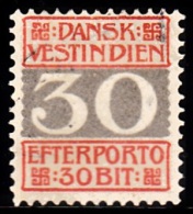 1905. Numeral Type.  30 Bit Red/grey (Michel: P7A) - JF103724 - Danish West Indies