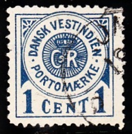 1902. Ring Type. 1 Cent Blue Variety: Top Of Left "1" Cut Off. (Michel: P1 (AFA P1x)) - JF103728 - Deens West-Indië