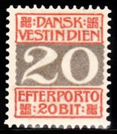 1905. Numeral Type.  20 Bit Red/grey Colour Spot Between NS I DANSK. (Michel: P6A) - JF103719 - Danish West Indies