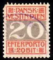 1905. Numeral Type.  20 Bit Red/grey (missing Cornerperf.) Cancelled ST. THOMAS TOLDKAM... (Michel: P6A) - JF103722 - Dänisch-Westindien