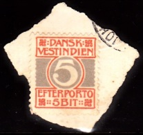 1905. Numeral Type.  5 Bit Red/grey (Michel: P5A) - JF103708 - Danish West Indies