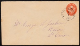 1891-1895. Stamped Envelope. 3 CENTS Red. Total Issued 18.000. Watermark Type II. Botto... (Michel: FACIT FK 6) - JF1036 - Deens West-Indië