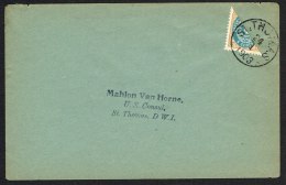 1896-1906. Bi-coloured. 4 C. Blue/brown. Normal Frame. Perf. 12 3/4. Bisected ON COVER ... (Michel: 18 I H) - JF104806 - Deens West-Indië