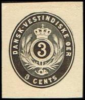 18??. Postal Stationary 3 CENTS. PROOF On Laid Paper. Rare.  (Michel: ) - JF106470 - Danish West Indies