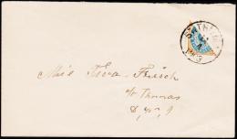 1896-1906. Bi-coloured. 4 C. Blue/brown. Normal Frame. Perf. 12 3/4. Bisected. ST THOMA... (Michel: 18 I H) - JF124218 - Deens West-Indië