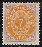 1873-1874. Bi-coloured. 7 C. Red Lilac/dull Yellow. Second Print.  Normal Frame. Perf. ... (Michel: 8 Ib) - JF153271 - Dänisch-Westindien