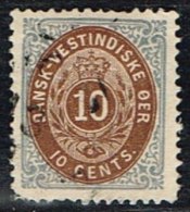 1876-1879. Bi-coloured. 10 C. Dark Ultramarine/dark Brown. 3rd Print. Normal Frame. Per... (Michel: 11 Ia) - JF153293 - Deens West-Indië