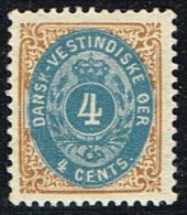 1896-1906. Bi-coloured. 4 C. Blue/brown. Normal Frame. Perf. 12 3/4. (Michel: 18 I) - JF153264 - Dänisch-Westindien