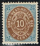 1876-1879. Bi-coloured. 10 C. Blue/dark Brown. Inverted Frame. Perf. 14x13½. Variety Lo... (Michel: 11 IIb) - JF153289 - Deens West-Indië