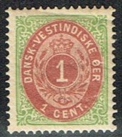 1873-1874. Bi-coloured. 1 C. Green/red. Inverted Frame. Perf. 14x13½. (Michel: 5 IIb) - JF153313 - Deens West-Indië