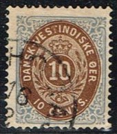 1876-1879. Bi-coloured. 10 C. Blue/dark Brown. Normal Frame. Perf. 14x13½. (Michel: 11 Ic) - JF153283 - Deens West-Indië