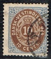 1876-1879. Bi-coloured. 10 C. Dark Ultramarine/dark Brown. 3rd Print. Normal Frame. Per... (Michel: 11 Ia) - JF153294 - Dänisch-Westindien