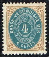 1896-1906. Bi-coloured. 4 C. Blue/brown. Normal Frame. Perf. 12 3/4. (Michel: 18 I) - JF153265 - Deens West-Indië