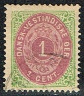 1873-1874. Bi-coloured. 1 C. Green/red. Normal Frame. Perf. 14x13½. (Michel: 5 Ib) - JF153312 - Deens West-Indië