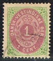 1873-1874. Bi-coloured. 1 C. Green/red. Normal Frame. Perf. 14x13½. (Michel: 5 Ib) - JF153312 - Danish West Indies