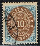 1876-1879. Bi-coloured. 10 C. Blue/dark Brown. Inverted Frame. Perf. 14x13½. Variety T.S (Michel: 11 IIb) - JF153288 - Dänisch-Westindien