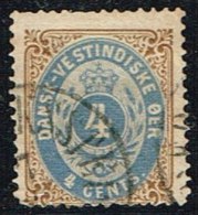 1873-1874. Bi-coloured. 4 C. Brown/ultramarine. First Print. Normal Frame. Perf. 14x13½. (Michel: 7 Ia) - JF153263 - Danish West Indies