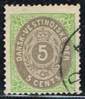 1876-1879. Bi-coloured. 5 C. Green/gray. Normal Frame. Perf. 14x13½. Variety. (Michel: 10 I (AFA 10v)) - JF153274 - Dänisch-Westindien