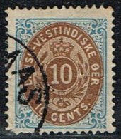 1876-1879. Bi-coloured. 10 C. Blue/dark Brown. Inverted Frame. Perf. 14x13½. (Michel: 11 IIb) - JF153298 - Danish West Indies
