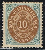 1876-1879. Bi-coloured. 10 C. Blue/dark Brown. Inverted Frame. Perf. 14x13½. (Michel: 11 IIb) - JF153287 - Danish West Indies