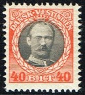 1907-1908. Frederik VIII. 40 Bit Grey/red. (Michel: 47) - JF153447 - Deens West-Indië