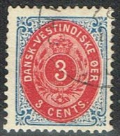 1896-1906. Bi-coloured. 3 C. Blue/red. Inverted Frame. Perf. 12 3/4. (Michel: 17 II) - JF153334 - Danish West Indies