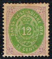 1876-1879. Bi-coloured. 12 C. Lilac/yellow-green. Normal Frame. Perf. 14x13½. (Michel: 12 Ib) - JF153336 - Danish West Indies