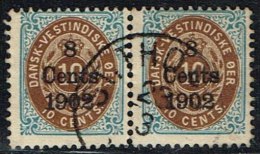 1902. Surcharge. Copenhagen Surcharge. 8 Cents 1902 On 10 C. Blue/brown. Normal Frame. ... (Michel: 26 I (AFA 21v)) - JF - Danish West Indies