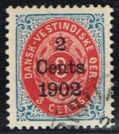 1902. Surcharge. Copenhagen Surcharge. 2 Cents 1902 On 3 C. Blue/red. Inverted Frame. (Michel: 25 II) - JF153364 - Danish West Indies