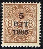 1905. Surcharge. 5 BIT On 8 C. Brown. (Michel: 40) - JF153413 - Deens West-Indië