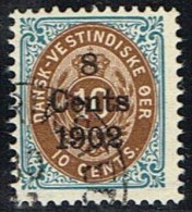 1902. Surcharge. Copenhagen Surcharge. 8 Cents 1902 On 10 C. Blue/brown. Normal Frame. ... (Michel: 26 I (AFA 21w)) - JF - Danish West Indies