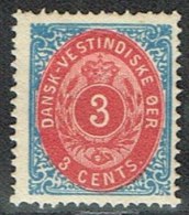 1873-1874. Bi-coloured. 3 C. Blue/red. Inverted Frame. Perf. 14x13½. (Michel: 6 IIb) - JF153327 - Danish West Indies