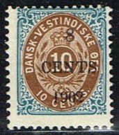 1902. Surcharge. Local, Black Surcharge. 8 CENTS 1902 On 10 C. Blue/brown. Normal Frame... (Michel: 24 A I (AFA 19t)) - - Danish West Indies