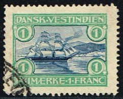 1905. St. Thomas Harbour. 1 Fr. Blue/green. Variety AFA 30x.  (Michel: 35) - JF153378 - Danish West Indies