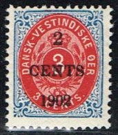 1902. Surcharge. Local, Black Surcharge. 2 CENTS 1902 On 3 C. Blue/red. Inverted Frame.... (Michel: 23 AII) - JF153353 - Danish West Indies