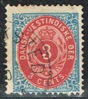 1873-1874. Bi-coloured. 3 C. Blue/red. Inverted Frame. Perf. 14x13½. (Michel: 6 IIb) - JF153329 - Dänisch-Westindien