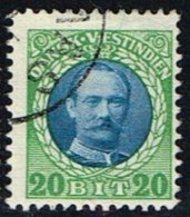 1907-1908. Frederik VIII. 20 Bit Blue/green. (Michel: 44) - JF153437 - Deens West-Indië