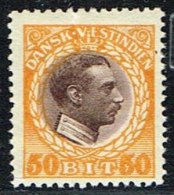 1915-1916. Chr. X. 50 Bit Brown/yellow. Doubleprint?. (Michel: 56) - JF153465 - Danish West Indies