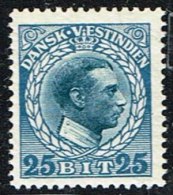 1915-1916. Chr. X. 25 Bit Blue/blue. Variety. (Michel: 53) - JF153460 - Danish West Indies