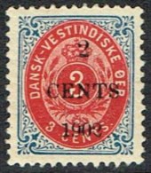 1902. Surcharge. Local, Black Surcharge. 2 CENTS 1902 On 3 C. Blue/red. Inverted Frame.... (Michel: 23 AII) - JF157841 - Dänisch-Westindien