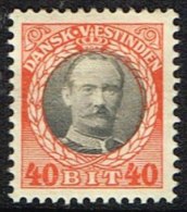 1907-1908. Frederik VIII. 40 Bit Grey/red. (Michel: 47) - JF157814 - Deens West-Indië