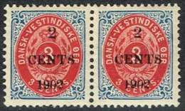 1902. Surcharge. Local, Black Surcharge. 2 CENTS 1902 On 3 C. Blue/red. Inverted Frame.... (Michel: 23 AII) - JF157859 - Danish West Indies