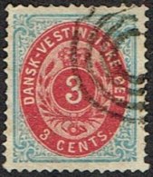 1873-1874. Bi-coloured. 3 C. Blue/rose.Normal Frame. Perf. 14x13½. 2. Print.  (Michel: 6 Ia) - JF166038 - Dänisch-Westindien