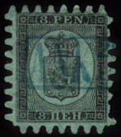 1866-1874. Coat Of Arms. Penni & Mark. Roulette II (short Tongue). 8 PEN. Black On Gree... (Michel: 6 Bx) - JF100644 - Unused Stamps